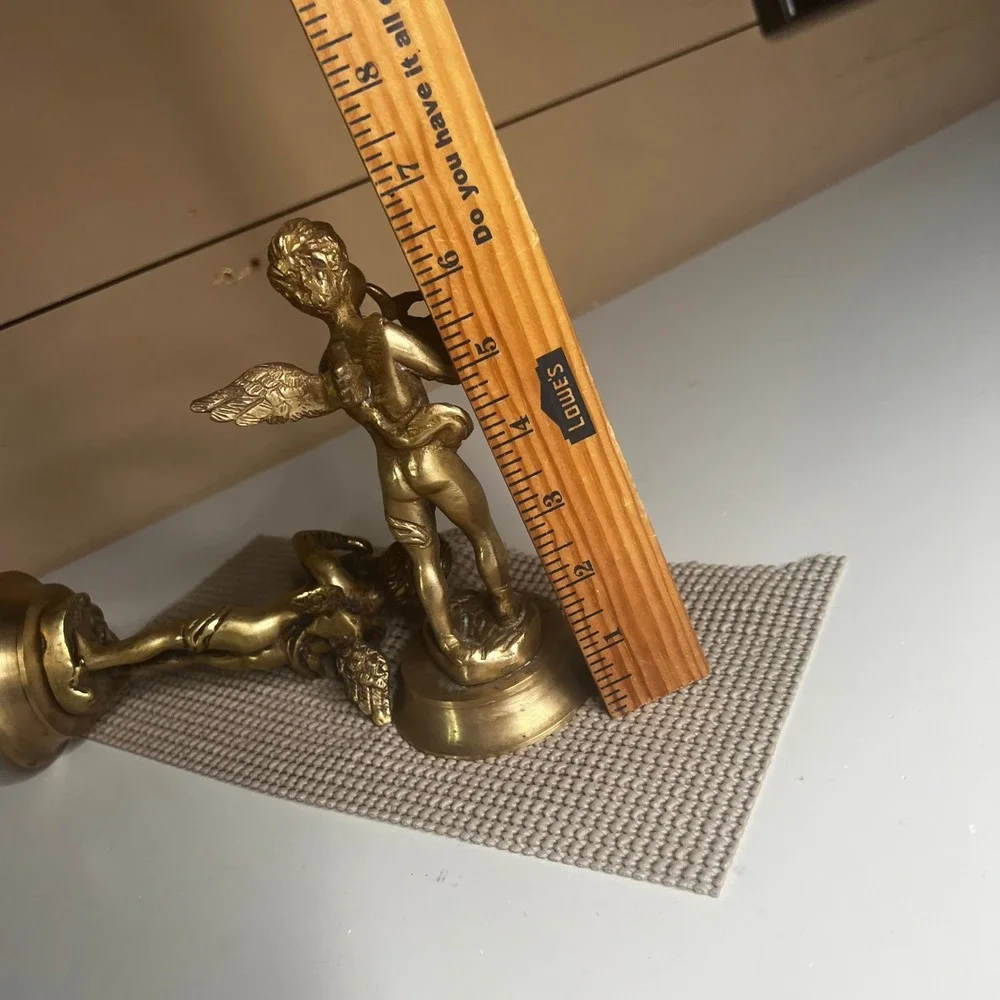 Vintage Brass Cherub Angel Figurines Set of 2 Musical Putti Statues 6 Inch